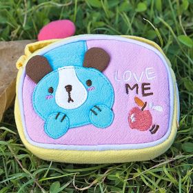 [Puppy & Apple] Embroidered Applique Fabric Art Wrist Wallet / Coin Purse (4.1*3)