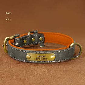 Dog Collar Engraved With Lettering To Prevent Loss Of Neck Collar (Option: Grey-M)