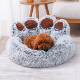 Dog Bed Cat Pet Sofa Cute Bear Paw Shape Comfortable Cozy Pet Sleeping Beds For Small, Medium, And Large Dogs And Cats (Color: Grey, size: L-31.5*31.5*16.54 Inch)