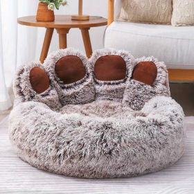 Dog Bed Cat Pet Sofa Cute Bear Paw Shape Comfortable Cozy Pet Sleeping Beds For Small, Medium, And Large Dogs And Cats (Color: Brown, size: L-31.5*31.5*16.54 Inch)