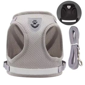 No Pull Pet Harness Vest For Dog & Cat; Step-in Puppy Harness For Small Medium Dogs; Reflective Strip (Color: Grey, size: XL)