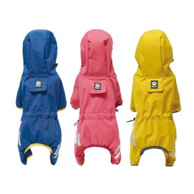 Small dog raincoat; body full surrounding; waterproof poncho pet clothes; with tow holes in the back (colour: Lake blue, size: 2XL (recommended weight is 11-15kg))