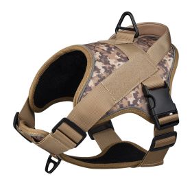 Dog Harness; large dog training tactical chest strap; K9 pet chest strap; vest type reflective dog rope; explosion-proof impulse traction (Specification (L * W): M, colour: Blue camouflage)