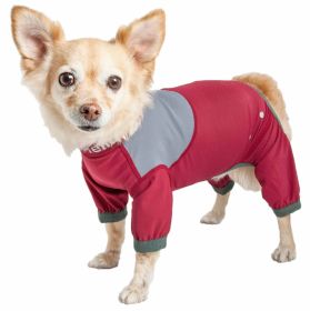 Dog Helios 'Tail Runner' Lightweight 4-Way-Stretch Breathable Full Bodied Performance Dog Track Suit (Color: Red, size: X-Large)