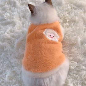 Vest Fluffy Jacket Pet Dog Clothes (Option: Orange-S)