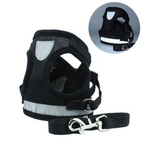 Cross-border Dog Breast Strap Vest Reflective Hand Holding Rope Breathable Pet Supplies Wholesale (Option: Black-XL)